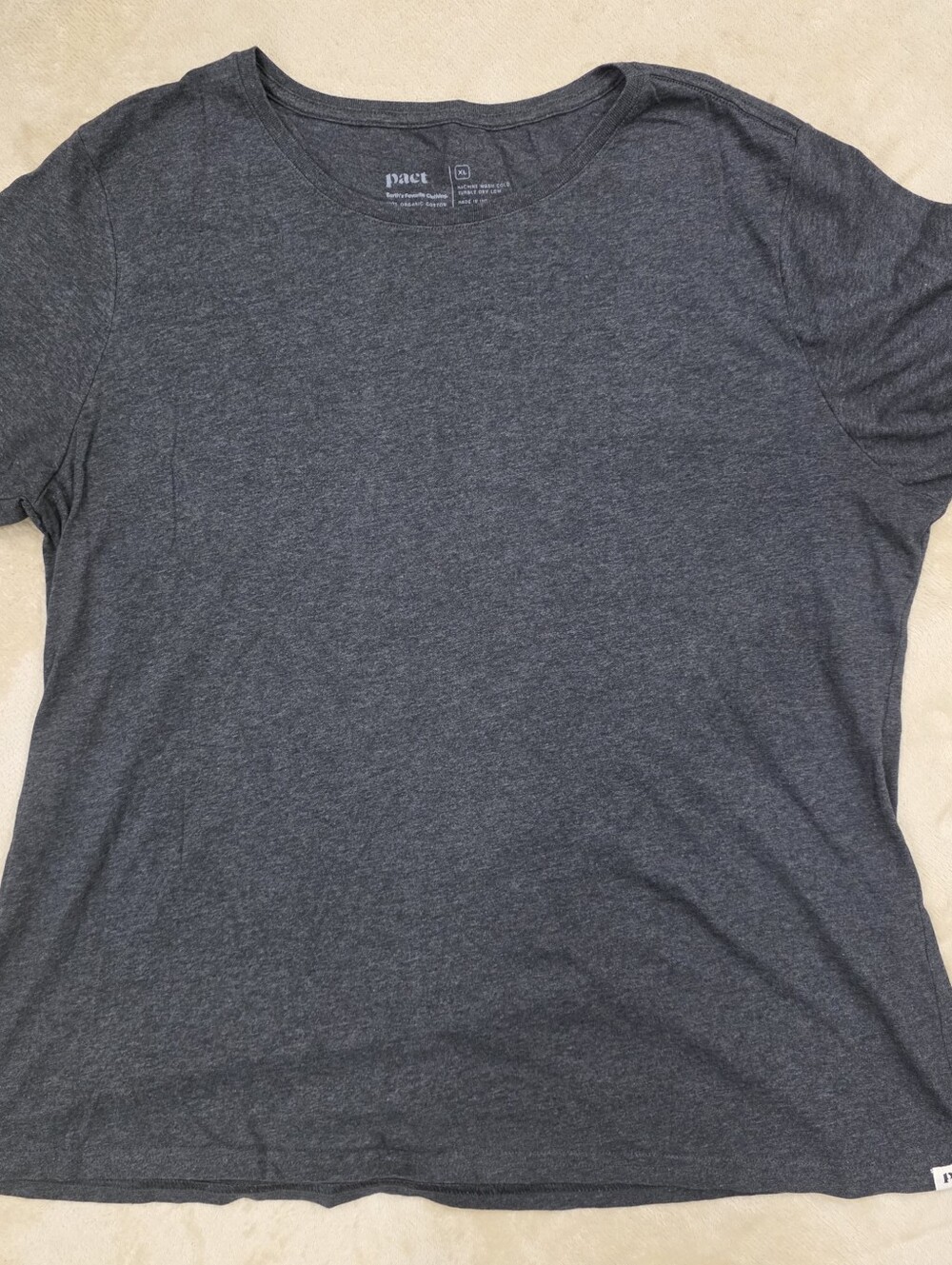Pact T-Shirt Women's XL Gray 100% Organic Cotton Crew Neck Short Sleeve - Picture 2 of 6